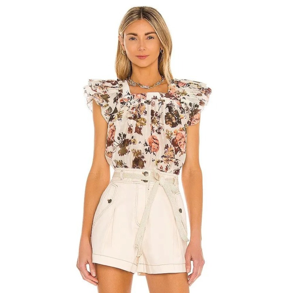 Ulla Johnson Kiki Top Blouse Floral Daisy Silk Womens 12 Boho Cottagecore NWOT
